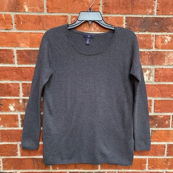 Gap Womens Medium Gray Ribbed Knit Pullover Tunic Sweater Minimalist Capsule - Picture 1 of 9